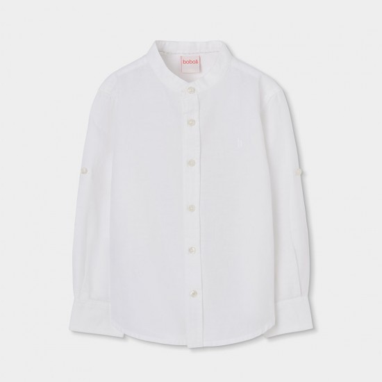 Boboli Λινό πουκάμισο με μακριά μανίκια για αγόρι -BCI λευκό 863030-1100-SS26