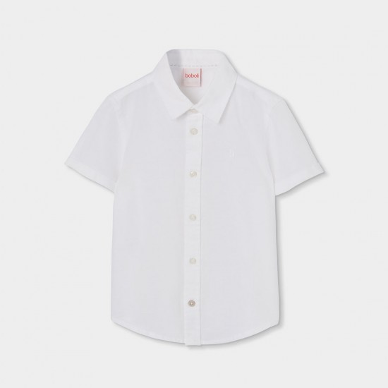 Boboli Λινό πουκάμισο κοντομάνικο για αγόρι -BCI λευκό 873053-1100-SS26