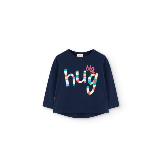 Boboli  βαμβακερό μπλουζάκι για κορίτσι   ναυτικό  202149-2440-AW25