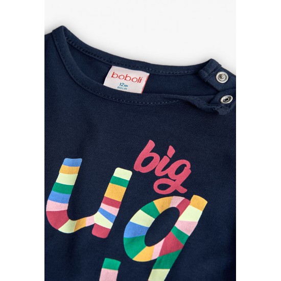 Boboli  βαμβακερό μπλουζάκι για κορίτσι   ναυτικό  202149-2440-AW25