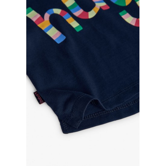 Boboli  βαμβακερό μπλουζάκι για κορίτσι   ναυτικό  202149-2440-AW25