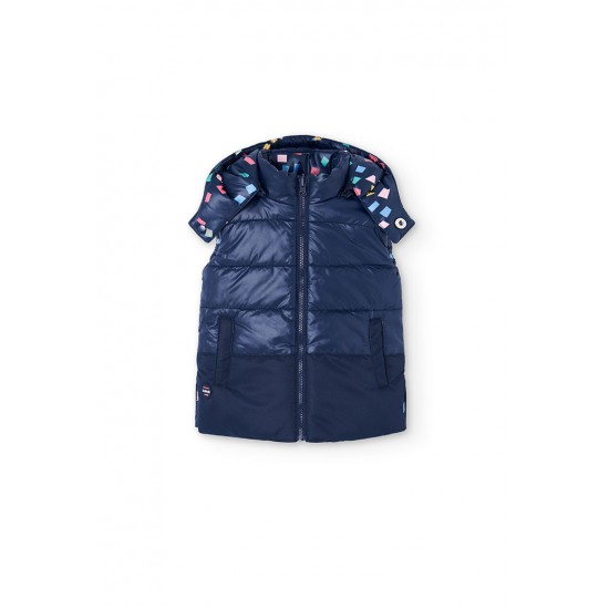 Boboli Vest reversible for baby girl navy 202194-2440-AW25