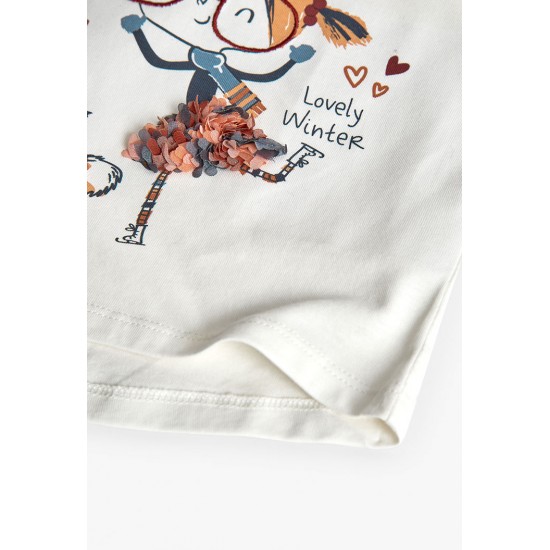 Boboli  βαμβακερό μπλουζάκι για κορίτσι   Σπαστό λευκό  212128-1111-AW25