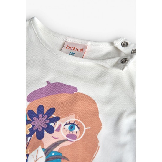 Boboli Knit tShirt for baby girl  off white 222118-1111-AW25