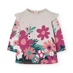 Boboli Knit dress for baby girl  beige 232063-7402-AW25