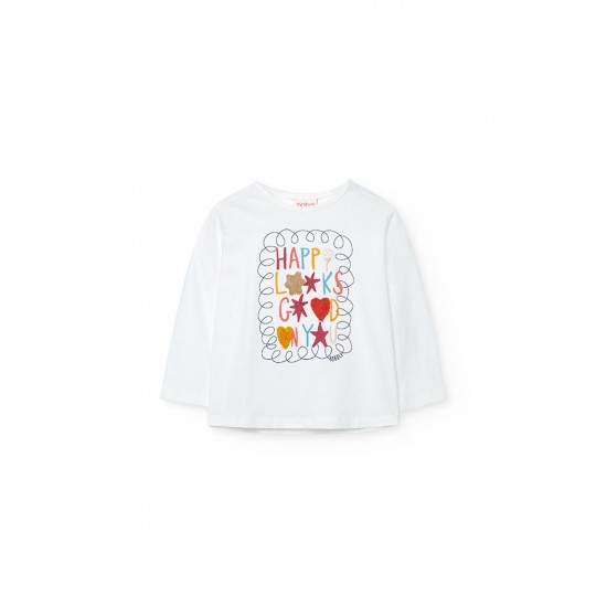 Boboli Knit tShirt for baby girl  off white 242187-1111-AW25