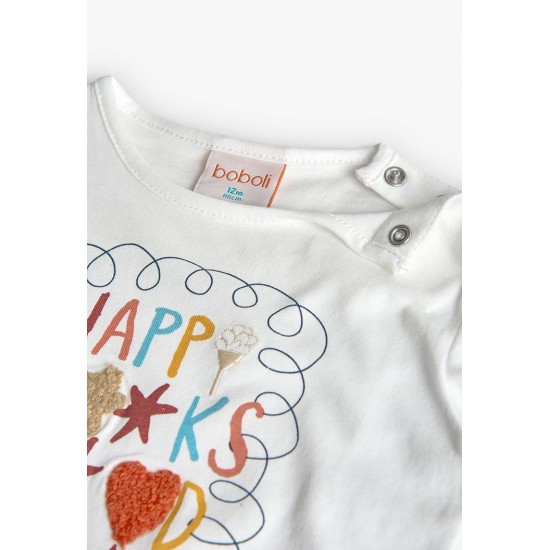 Boboli Knit tShirt for baby girl  off white 242187-1111-AW25