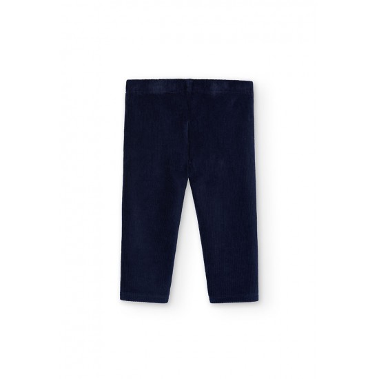 Boboli Stretch corduroy leggings for baby girl  navy 292058-2440-AW25