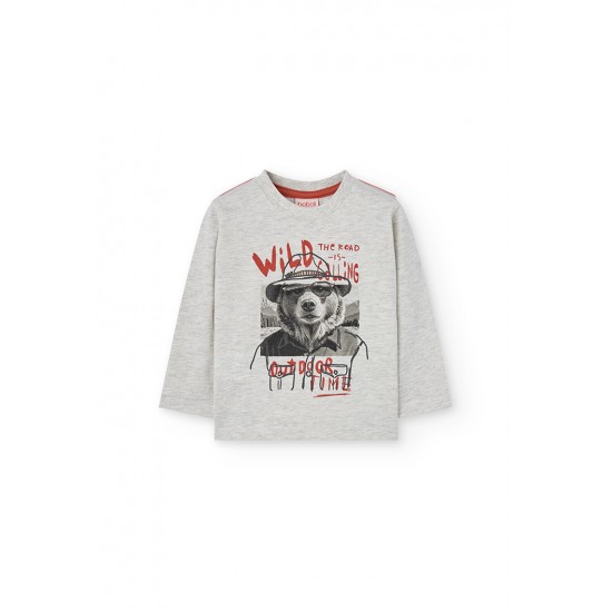 Boboli  βαμβακερό μπλουζάκι για αγόρι   εκρού  312017-7359-AW25