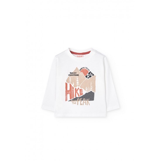 Boboli  βαμβακερό μπλουζάκι για αγόρι   Σπαστό λευκό  312040-1111-AW25