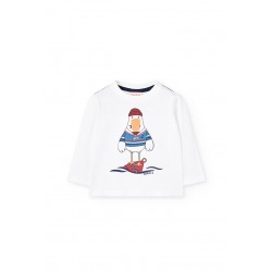 Boboli  βαμβακερό μπλουζάκι για αγόρι   Σπαστό λευκό  322018-1111-AW25