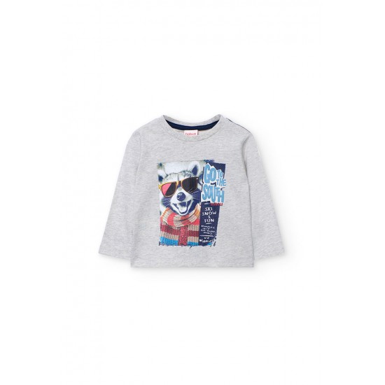 Boboli  βαμβακερό μπλουζάκι για αγόρι   εκρού  342043-7359-AW25