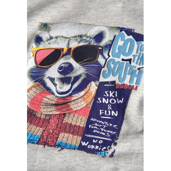 Boboli  βαμβακερό μπλουζάκι για αγόρι   εκρού  342043-7359-AW25