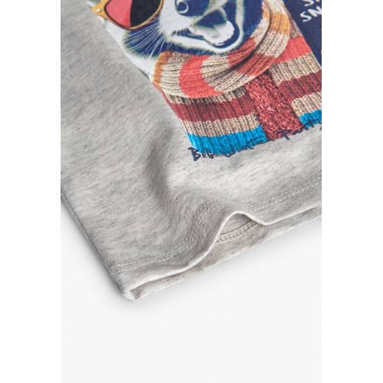 Boboli  βαμβακερό μπλουζάκι για αγόρι   εκρού  342043-7359-AW25