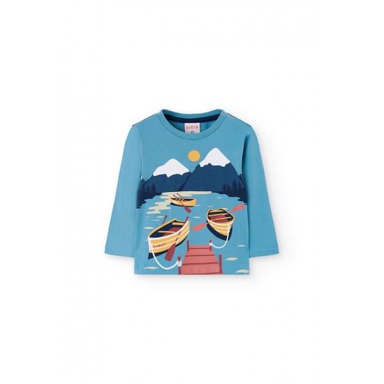 Boboli  βαμβακερό μπλουζάκι για αγόρι   λίμνη  342111-4732-AW25