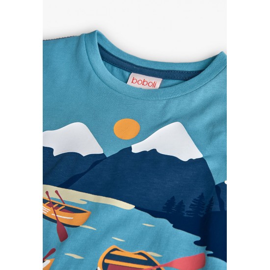 Boboli  βαμβακερό μπλουζάκι για αγόρι   λίμνη  342111-4732-AW25