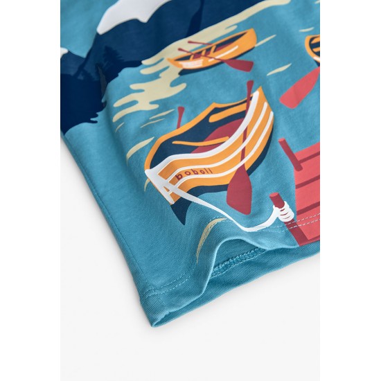 Boboli  βαμβακερό μπλουζάκι για αγόρι   λίμνη  342111-4732-AW25