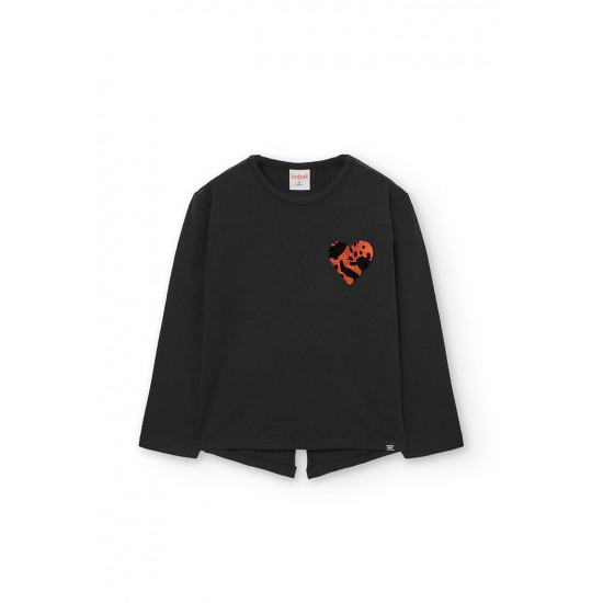 Boboli Stretch knit tShirt for girl  BLACK 422132-890-AW25