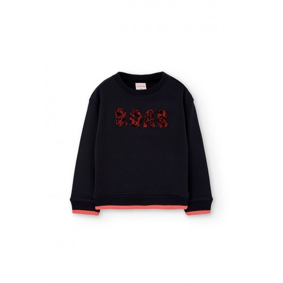 Boboli  Φούτερ με ελαστικό φλις για κορίτσι   μαύρο  422165-890-AW25