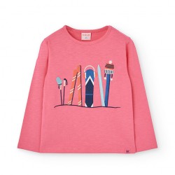 Boboli Knit tShirt flame for girl  blush 432009-3912-AW25