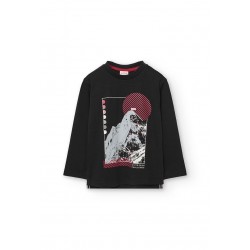 Boboli  βαμβακερό μπλουζάκι για αγόρι   μαύρο  532033-890-AW25