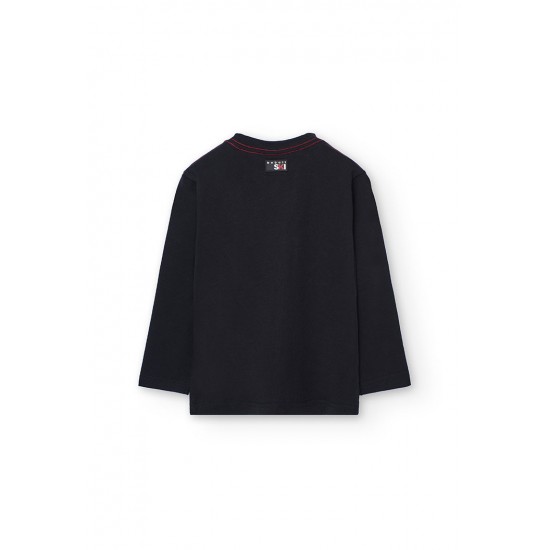 Boboli  βαμβακερό μπλουζάκι για αγόρι   μαύρο  532033-890-AW25