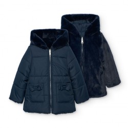 Boboli Reversible parka for baby girl navy 702278-2440-AW25