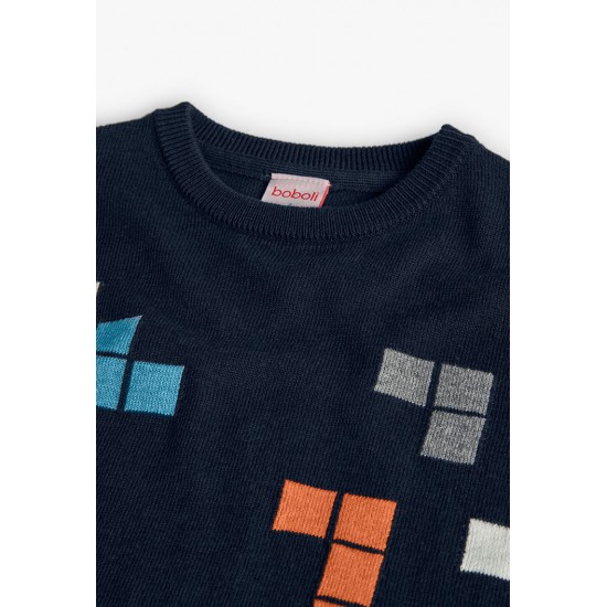 Boboli  βαμβακερό πουλόβερ για αγόρι   ναυτικό  732204-2440-AW25