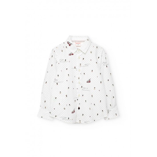 Boboli  Πουκάμισο με στάμπα από ποπλίνα για αγόρι   Με στάμπα  732305-9705-AW25