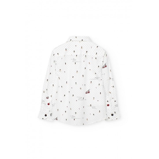 Boboli  Πουκάμισο με στάμπα από ποπλίνα για αγόρι   Με στάμπα  732305-9705-AW25