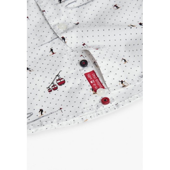 Boboli  Πουκάμισο με στάμπα από ποπλίνα για αγόρι   Με στάμπα  732305-9705-AW25